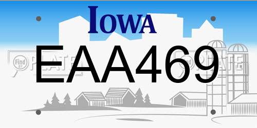 EAA469 Iowa License Plate