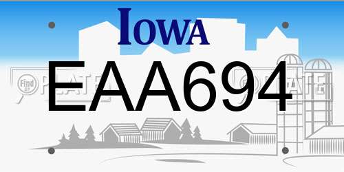 EAA694 Iowa License Plate
