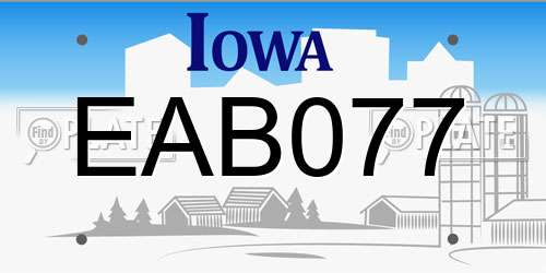 EAB077 Iowa License Plate