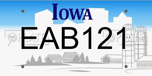 EAB121 Iowa License Plate