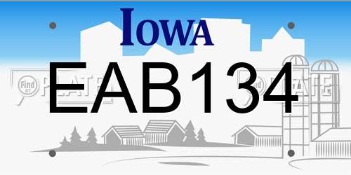 EAB134 Iowa License Plate