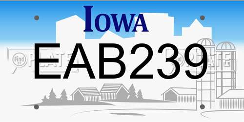 EAB239 Iowa License Plate