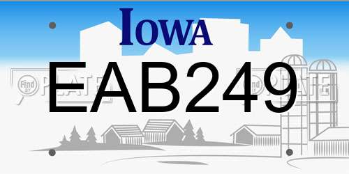 EAB249 Iowa License Plate