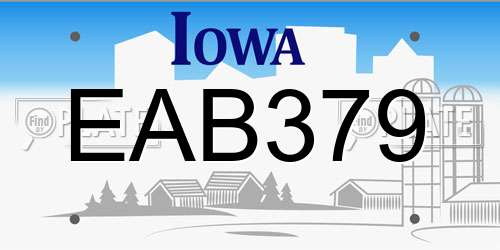 EAB379 Iowa License Plate