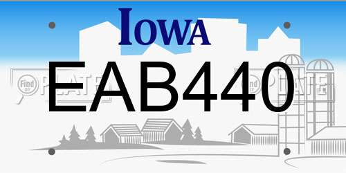 EAB440 Iowa License Plate