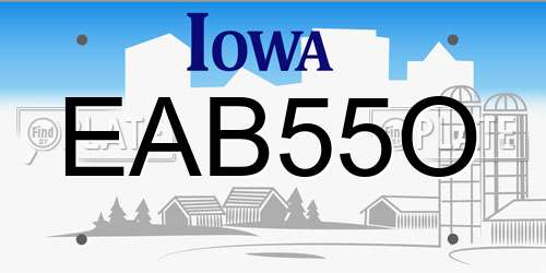 EAB55O Iowa License Plate