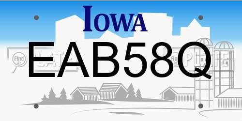 EAB58Q Iowa License Plate