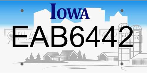 EAB6442 Iowa License Plate