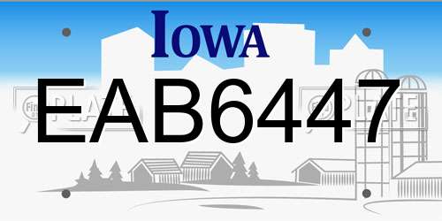 EAB6447 Iowa License Plate