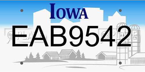 EAB9542 Iowa License Plate