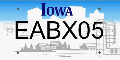EABX05 Iowa License Plate