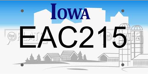 EAC215 Iowa License Plate