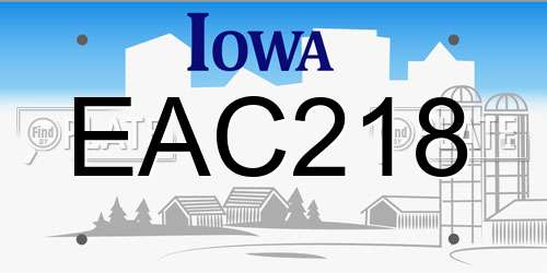 EAC218 Iowa License Plate