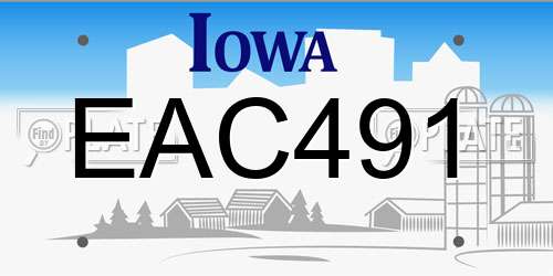 EAC491 Iowa License Plate