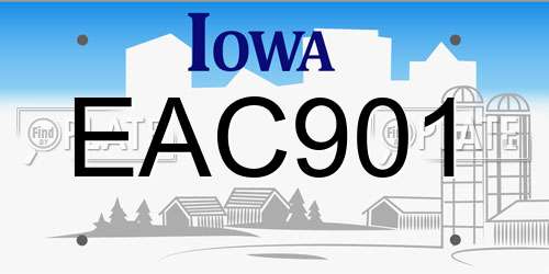 EAC901 Iowa License Plate