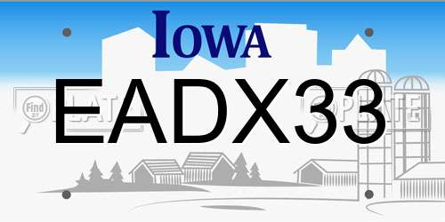 EADX33 Iowa License Plate