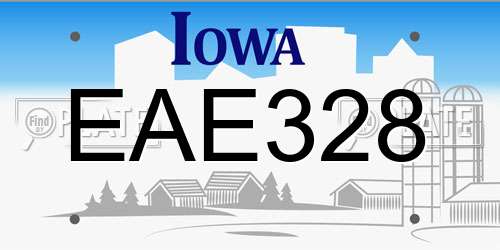 EAE328 Iowa License Plate