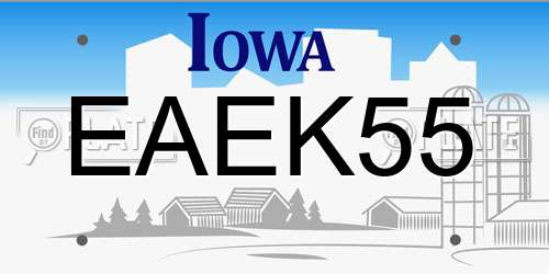 EAEK55 Iowa License Plate