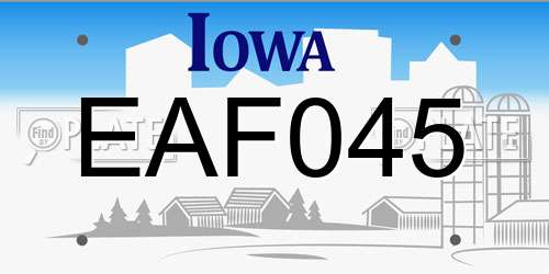 EAF045 Iowa License Plate