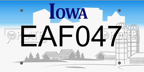 EAF047 Iowa License Plate
