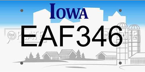 EAF346 Iowa License Plate