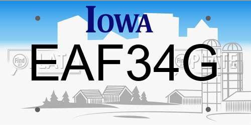 EAF34G Iowa License Plate
