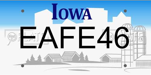 EAFE46 Iowa License Plate