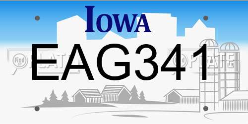 EAG341 Iowa License Plate