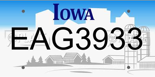 EAG3933 Iowa License Plate