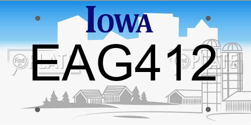 EAG412 Iowa License Plate