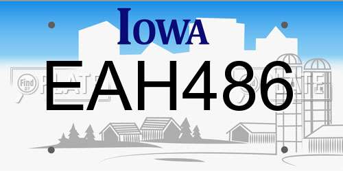 EAH486 Iowa License Plate