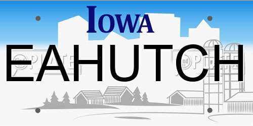 EAHUTCH Iowa License Plate