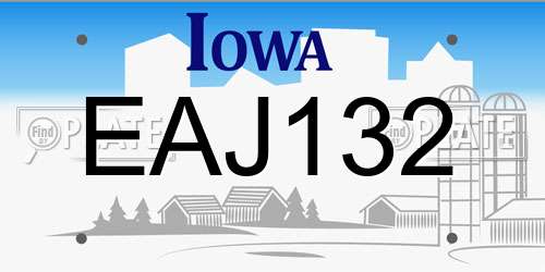 EAJ132 Iowa License Plate