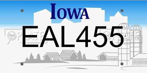EAL455 Iowa License Plate