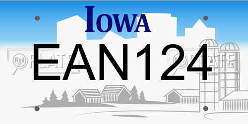 EAN124 Iowa License Plate