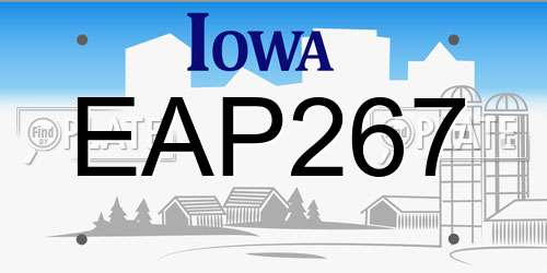 EAP267 Iowa License Plate