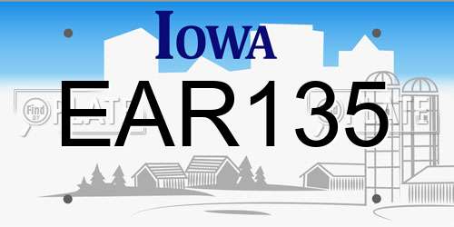 EAR135 Iowa License Plate
