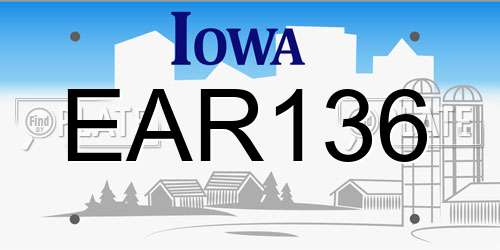 EAR136 Iowa License Plate