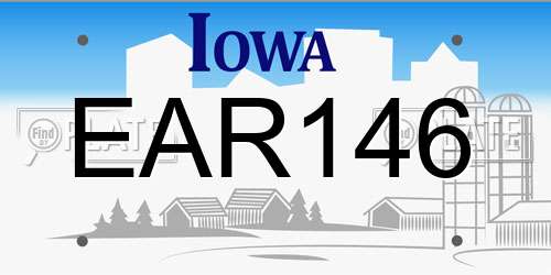 EAR146 Iowa License Plate