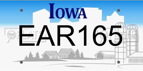 EAR165 Iowa License Plate