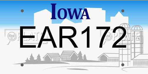 EAR172 Iowa License Plate