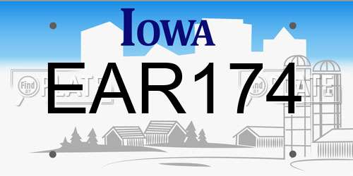 EAR174 Iowa License Plate