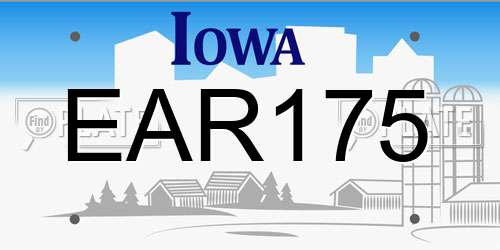 EAR175 Iowa License Plate