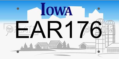 EAR176 Iowa License Plate