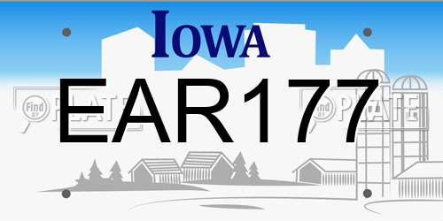 EAR177 Iowa License Plate