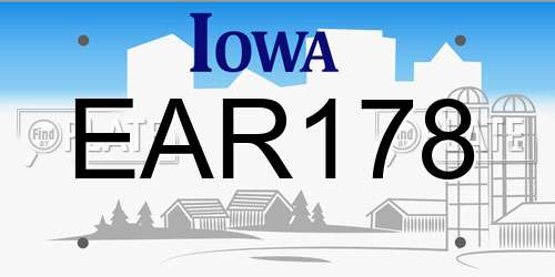 EAR178 Iowa License Plate