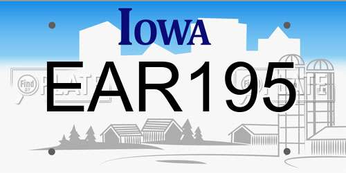 EAR195 Iowa License Plate