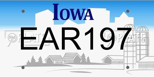 EAR197 Iowa License Plate