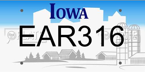 EAR316 Iowa License Plate
