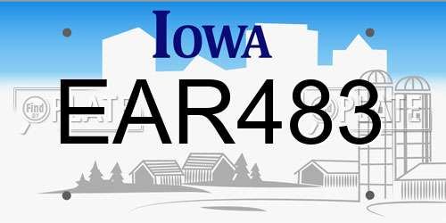 EAR483 Iowa License Plate